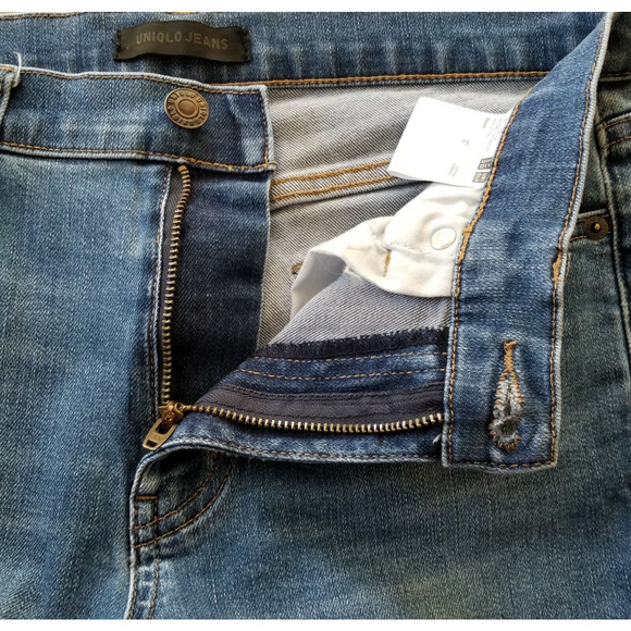 Uniqlo Womens Jeans Size 26 Skinny Side Hem Slits High Waist Light Wash Stretch - Picture 5 of 12